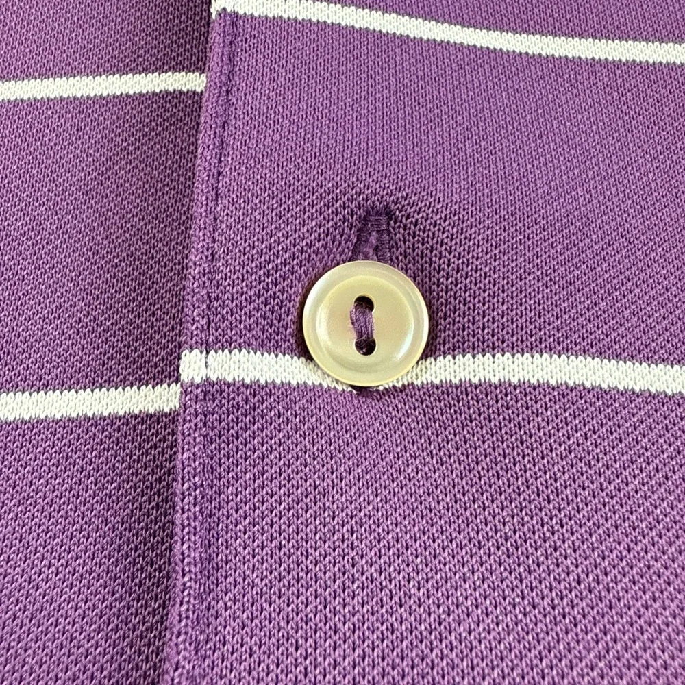 Peter Millar Summer Comfort Polo Shirt XL‎ Purple White Stripe Golf Stretch